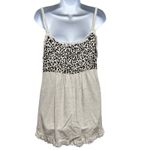 Umgee Womens‎ Babydoll Fringed Tank Top L Beige Leopard Print Y2K Coquette Boho Tan Size L Photo 1