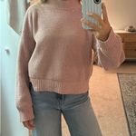 Hollister  Pink Mock Powder Waffle Knit Soft Neck Semi-Cropped Sweater S Photo 0