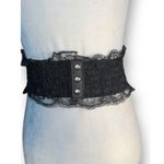 Deadstock Vintage Y2K Black Lace Corset Belt Leather Trim Statement Wide Cincher Photo 2