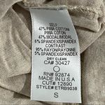 Ella Moss  Oatmeal Beige Grey White Stripe Hooded Scoop Neck 3/4 Sleeve Top Small Photo 7