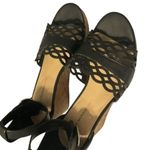 Isaac Mizrahi  Live! Black Leather Wedge Sandals - 9 Photo 2