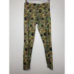 Onzie Long Leggings Yoga Pants Womens Size MT Peacock Feathers Green Low Rise Photo 9