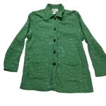 Soft Surroundings Textured Floral Button Front Jacket Green Small USA Made Photo 0