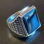 Obsidian S925 sterling silver ring size 8 Photo 1