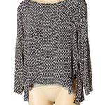 ZARA  Black & White Long Sleeve Flowy Hi-Lo Popover Blouse ~ Women's Size MEDIUM Photo 1