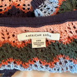 American Eagle  Crochet Knit Crop Halter Top Womens Lg Tie Neck Multi Lined Frnt Photo 5