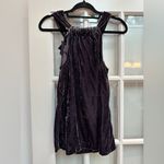 Sundance  Crushed Velvet Sleeveless Halter Ruffle Metallic Purple Top Size XS Photo 3