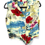 Jams World NWT  | M | crop top tropical Hawaiian Shirt Blouse Tie Front Aloha Photo 0