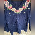 Jantzen VTG Cottagecore Hand Embroidered Sweater Floral Knit Granny Valentines Photo 9