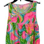 Lilly Pulitzer Bright Pink Abstract Floral Babydoll Pullover Sleeveless Top L Photo 1