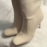 INC Off White Square Toe Knee High Faux LeatherBoots(Size 10) White Photo 6