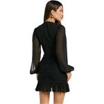 New Showpo. Can I Be Your Honey Black Ruched Plunge Balloon Sleeve Mini Dress 4‎ Photo 2
