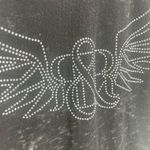 Rock & Republic Burnout Rhinestone Logo Wings Black T Photo 2