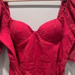 Selfie Leslie NWT  Red Mini Aphrodite Molded Bust Embroidered Wrap Dress Large Photo 9