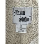 Max Studio Maxim‎ Studio Vest Womens M Blue Faux Suede Sherpa Lined Sleeveless Jacket Photo 3