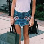 Free People Wild Rose Embroidered Denim Mini Skirt Photo 2