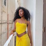 Tiger Mist Yellow Ruched Skirt With Side Slit Photo 8