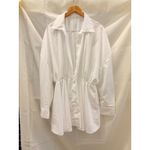 Norma Kamali  Super Oversized Boyfriend Shirt Flared Mini Dress in White Medium Photo 4