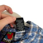 Mickey unlimited  Vintage Blue Plaid Embroidered Button Front Shirt Womens 18/20W Photo 3