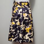 The Limited  purple yellow abstract belted satin skirt size small Photo 3