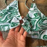Shein Green and Blue Swirl Print Bikini Set Ring Linked Size Large Photo 4