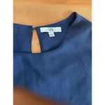 Q&A Women's Blouse L Navy Blue Sheer Double Ruffle Hem Peplum Sleeveless Photo 5