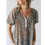 Free People Astra Peasant Top Sz Medium Floral Photo 0