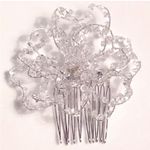 Silver FLOWER HAIR COMB Wire Sparkle Beaded 3 Photo 0