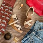 Toms Sienna Woven Cork Wedge Sandals Photo 2