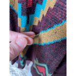 Billabong  Aztec Knit Sweater Cardigan Open Front Tribal Boho Maroon M Cali Surf Photo 6