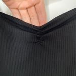 Reformation  Black Ribbed Knit MENA Ruched Bust Bodycon Stretch Midi LBD Dress Sm Photo 7