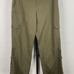 Ann Taylor Loft Green Marisa Straight Leg Roll Tab Cargo Cotton Pants Size 10 Photo 0