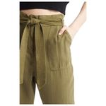 Treasure & Bond New Pants Womens Size 0 Paper Bag Waist Cuffed Olive Green Photo 13