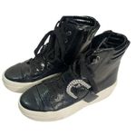 Gianni Bini  Kophie Patent Crinkle Rhinestone Buckle High Top Sneakers Size 6 Photo 1
