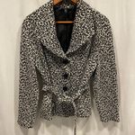 Harvé Benard Vintage 90’s wide collar old money leopard tie front chunky button sweater warm Photo 0