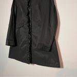 DKNY Sabrina Ruffle Trench Coat Black Size Large Cotton Polyester Button Front Photo 3