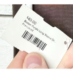 Boden Dress Women Size 10R Midi Long Sleeve Twisted Wide Open Neck Geometric Black Photo 2