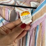 C&C California Linen Pastel Multicolor Striped Halter Mini Dress Breathable‎ Photo 4