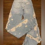 ZARA  Mid Rise Wide Leg Jeans Women’s 0 Ripped Distressed Light Wash Blue Photo 2