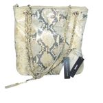 DKNY  Leather Handbag Gold Gray Python Snakeskin Crossbody Shoulder Chain Purse Photo 1