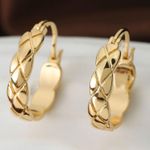 Polished Metal Texture Gold Hoop Earrings for Women Photo 1