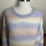ZARA  Sweater Womens XL Rainbow Pastel Striped Knit Balloon Sleeves NEW Photo 2