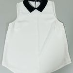 White Chiffon Collared Sleeveless Blouse Top Shirt Size S 🤍🖤 Photo 0