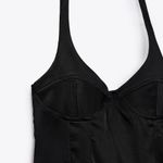 ZARA Rare! Black Satin Seamed Bustier Lingerie Style Mini Dress Photo 11