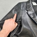 ZARA  Womens Black Faux Leather Blazer Jacket S Single Button Front Outerwear Photo 7