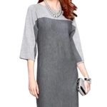 Talbots Sweater Dress Womens S Petite Merino Wool Scoop Neck Color Block Gray Photo 0