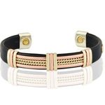 Two Tone Copper Leatherette Magnetic Bracelet Arthritis Pain Therapy Cuff Bangle Photo 0