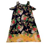 Rafaella Dress Blue Pink Yellow Floral Cold Shoulder Short Sleeve Dress Large Photo 6