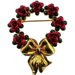 Avon rose wreath gold tone vintage brooch Photo 0