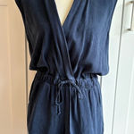 Maven West  Brooklyn M Blue Sleeveless Wrap-Front Romper Casual Summer Photo 0